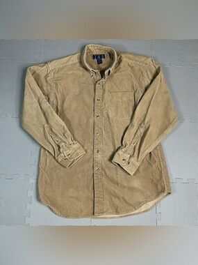 Vintage Studio Jab Corduroy Shirt XL Y2K Button Down Tan Beige Mens